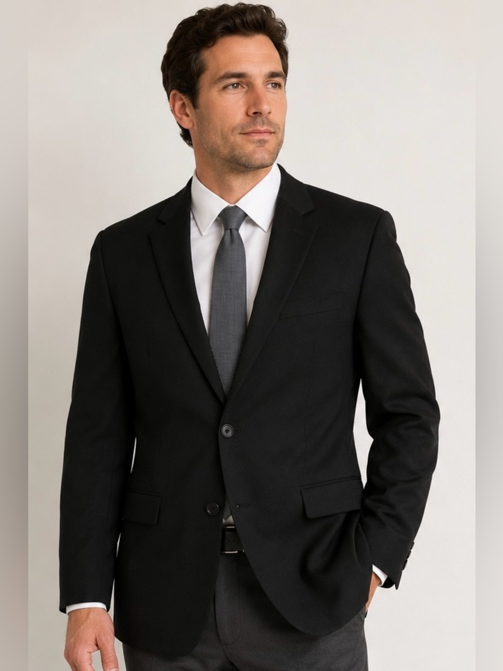 Madison Men’s Black Wool Blend Suit Jacket 42R Classic Two Button Blazer